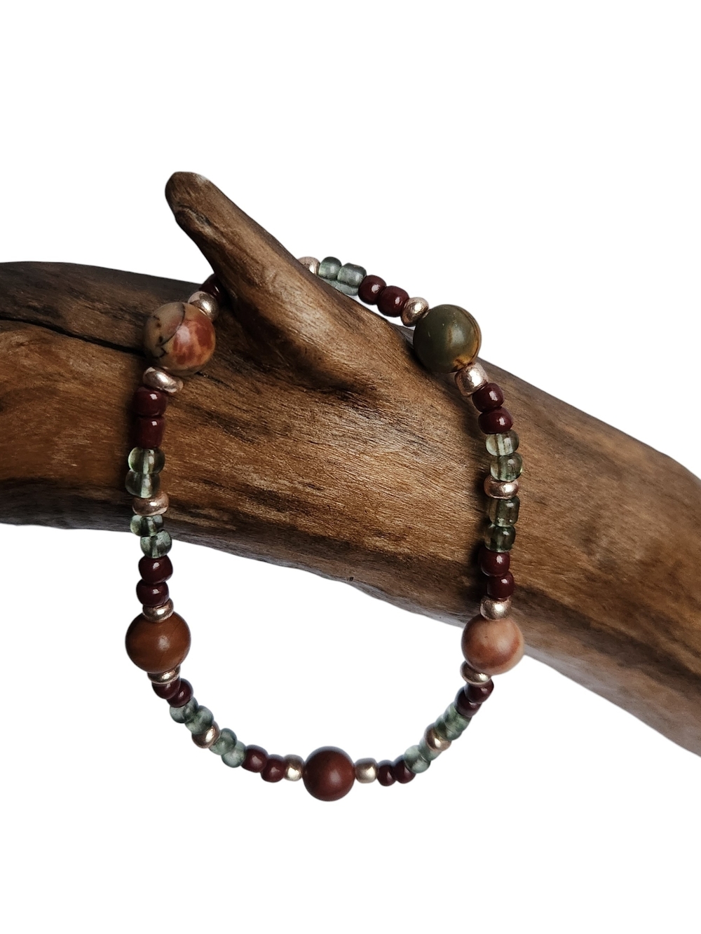 Handcrafted Picasso Jasper Stone Beaded Bracelet